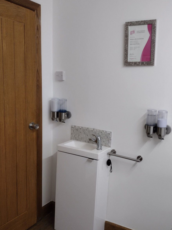 Cleanliness assured in our Wrexham therapy room.